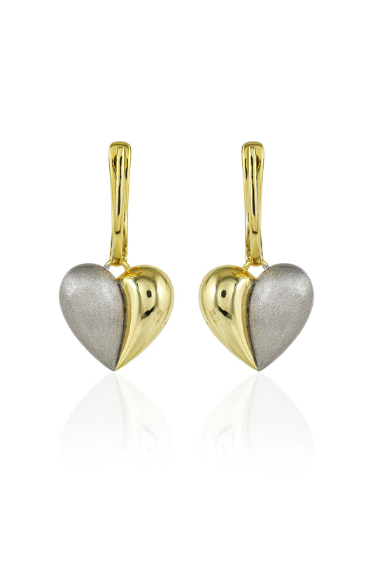 Dual Tone Heart Earrings