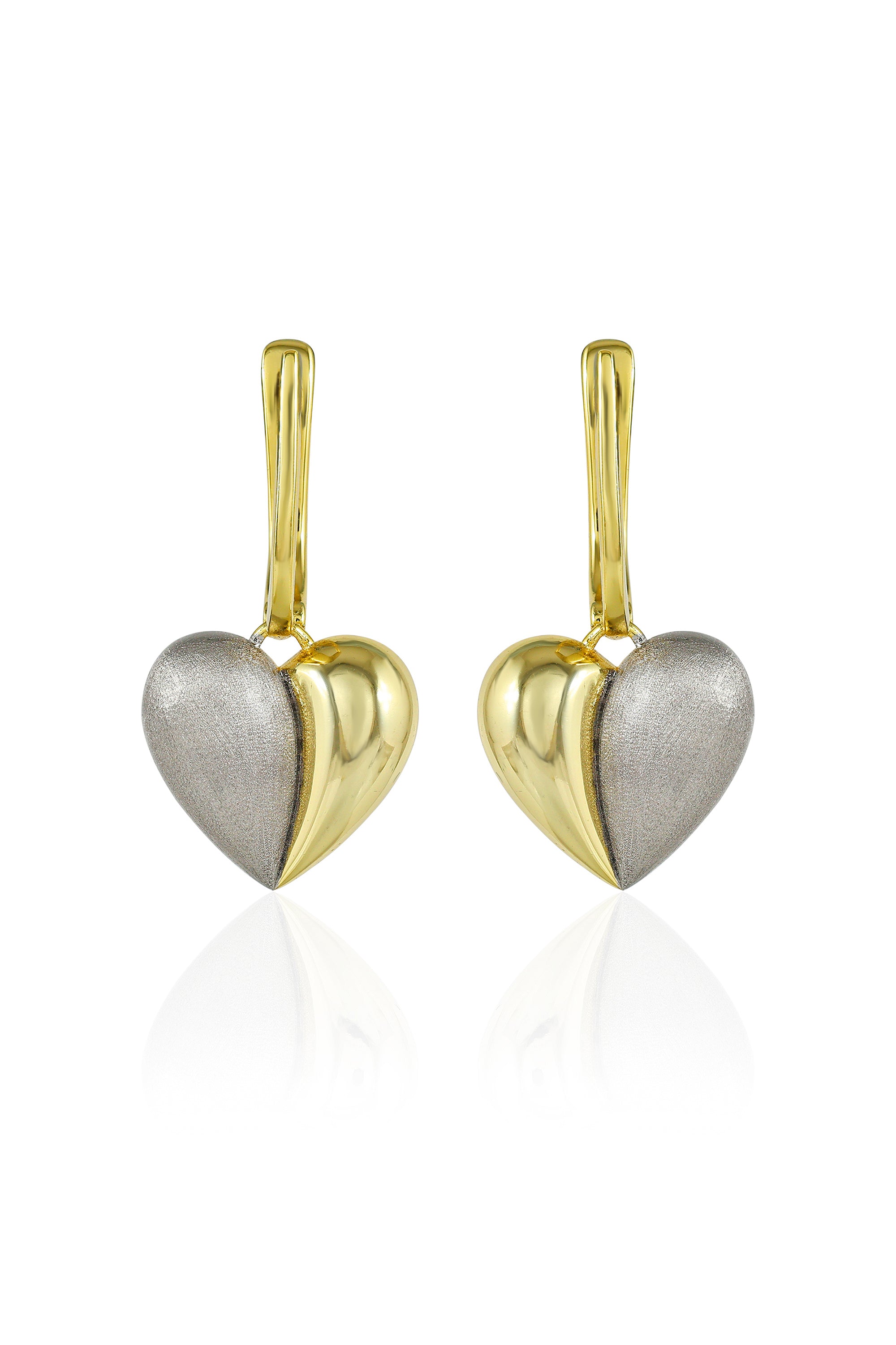 Dual Tone Heart Earrings