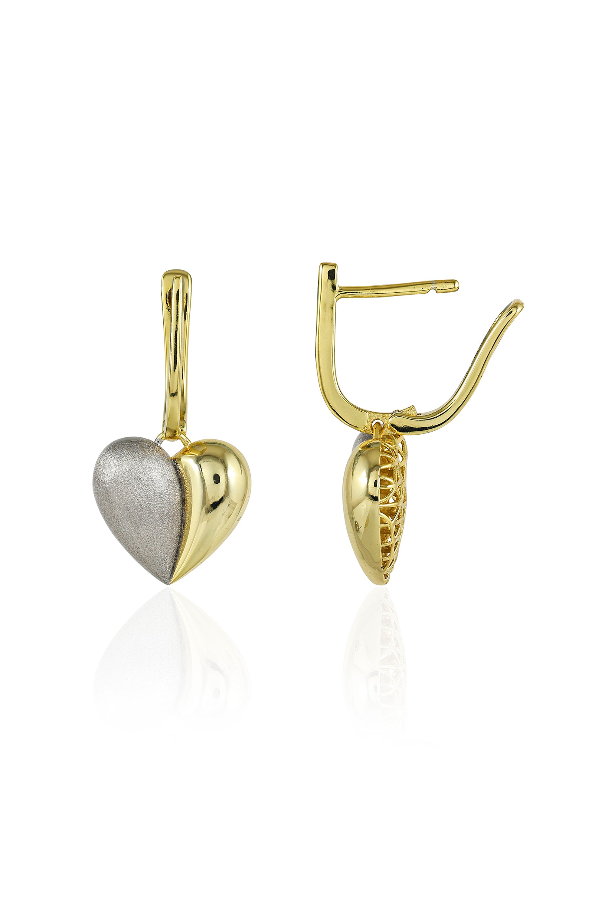 Dual Tone Heart Earrings