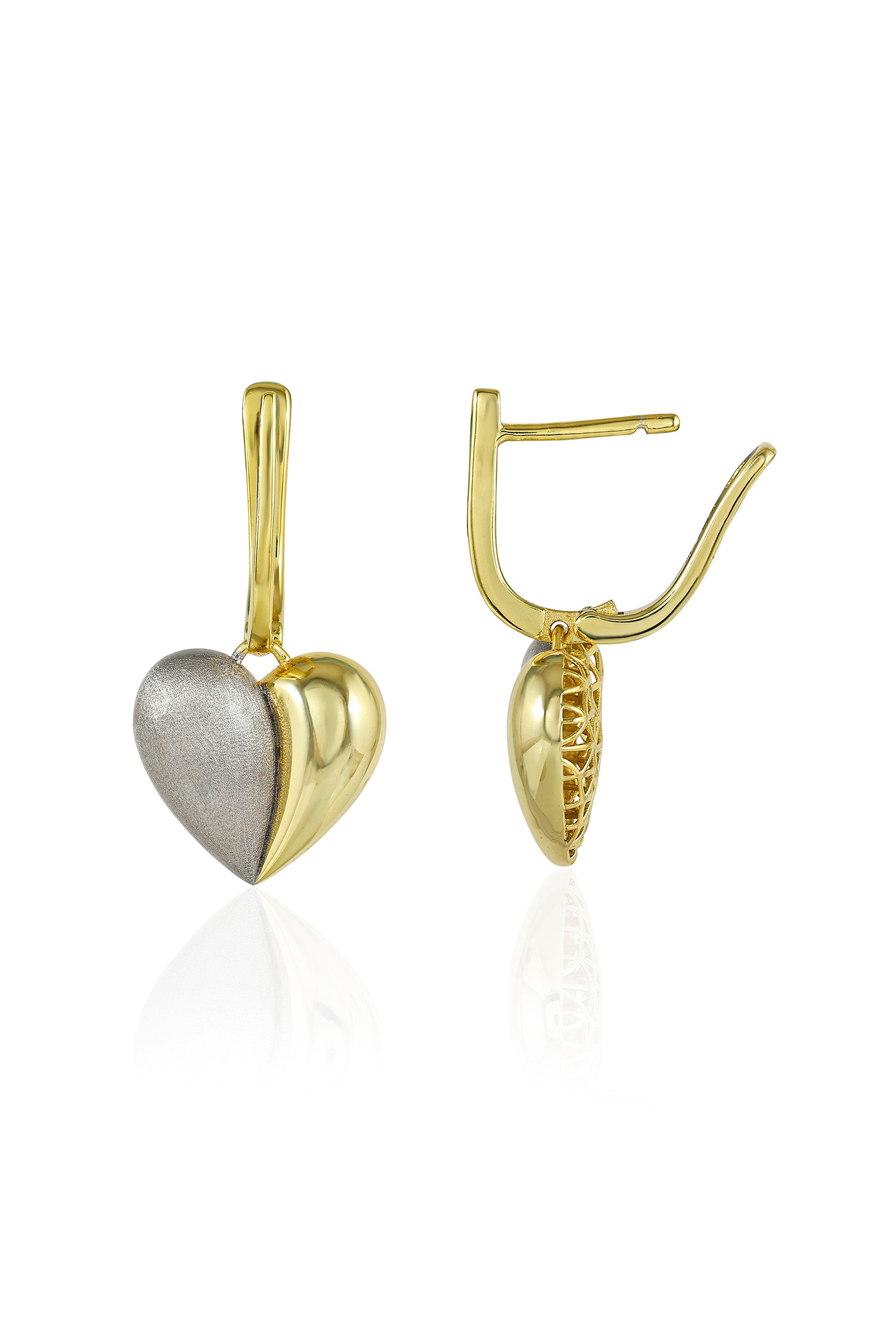 Dual Tone Heart Earrings