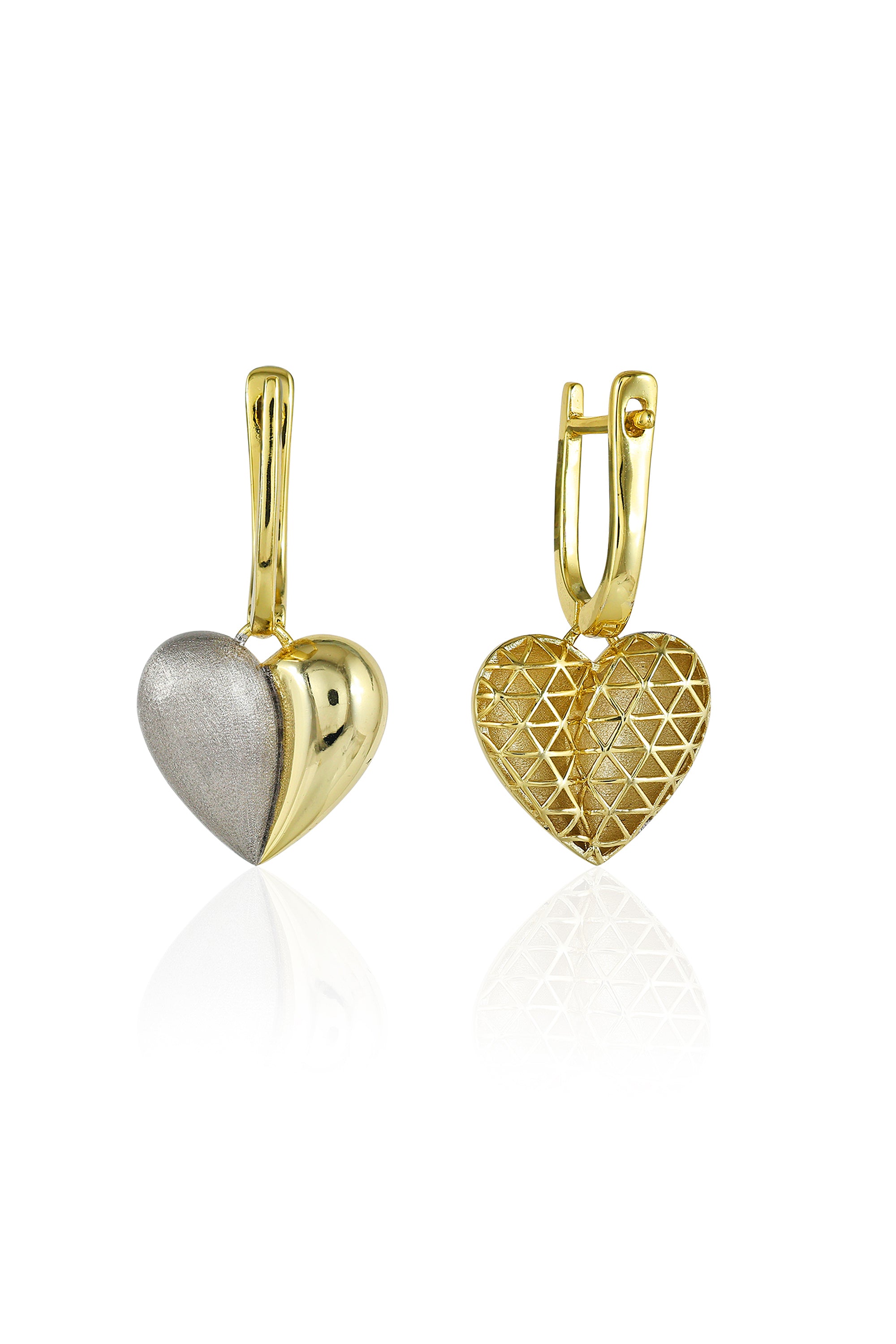 Dual Tone Heart Earrings