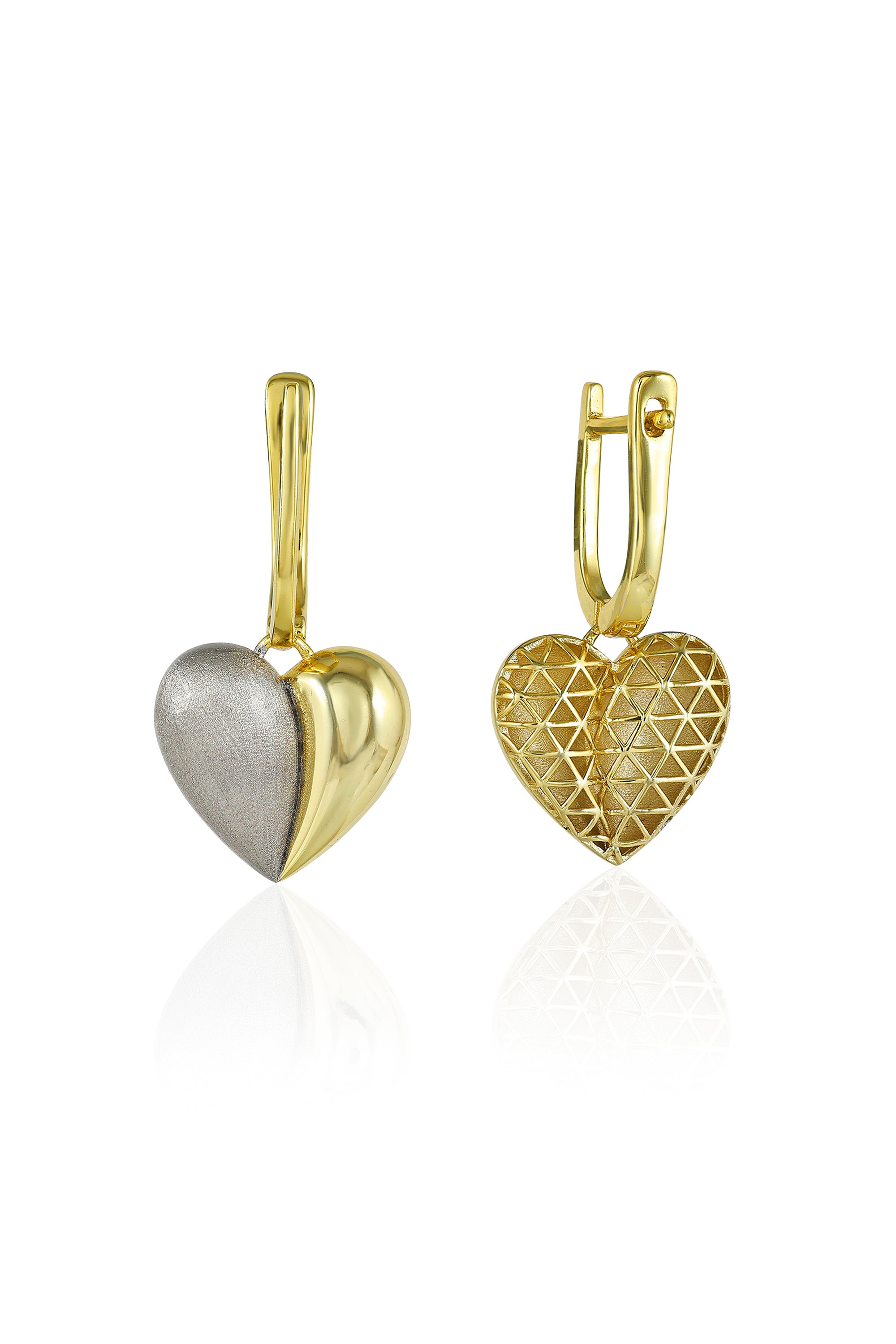 Dual Tone Heart Earrings