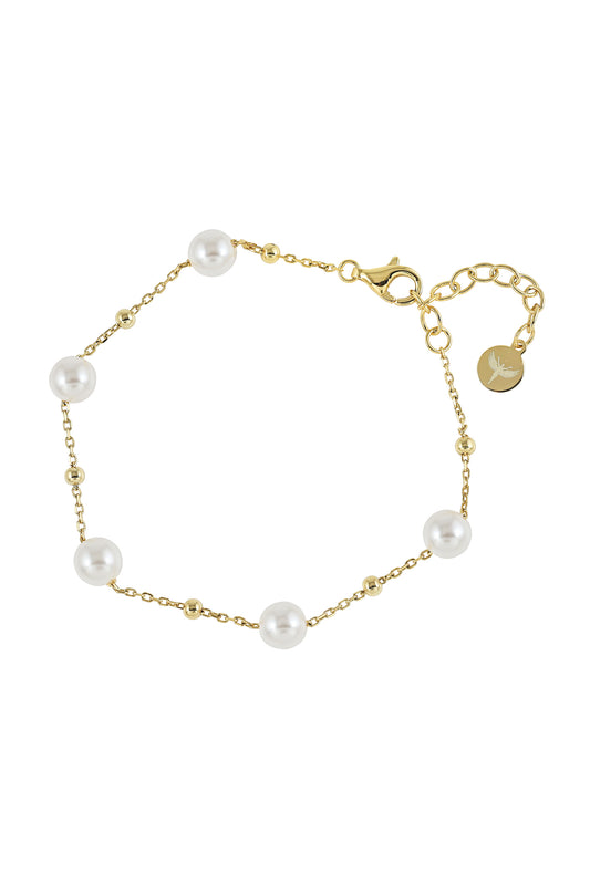 Gold Beaded Pearl Bracelet