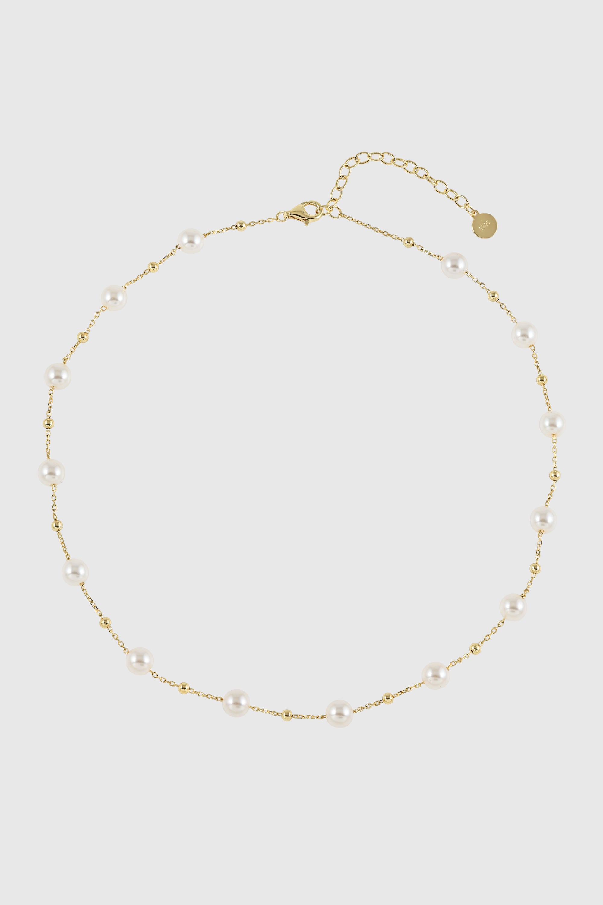Gold Beaded Pearl Necklace