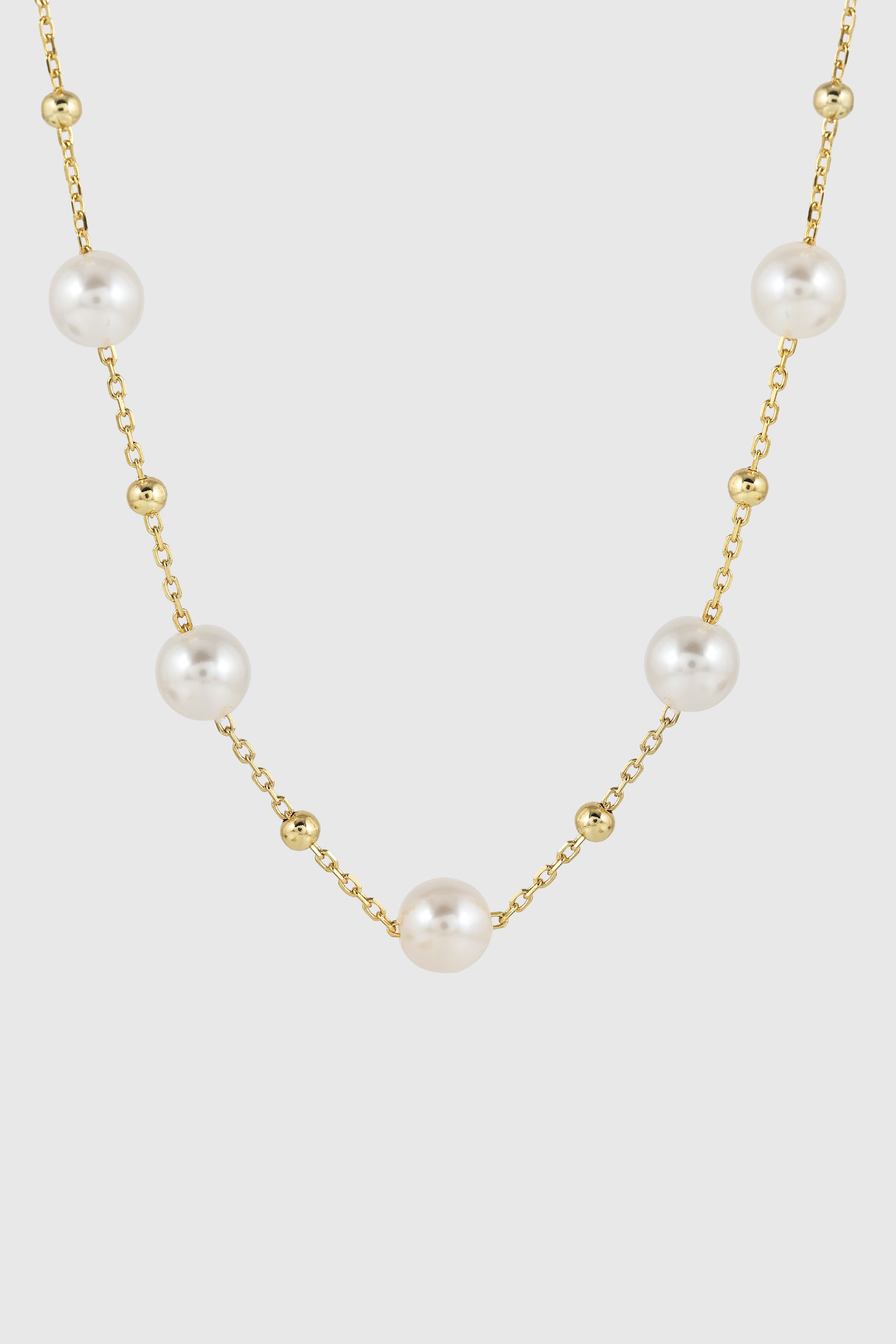 Gold Beaded Pearl Necklace