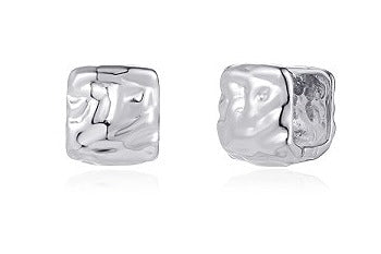 Textured Silver Stud Earrings