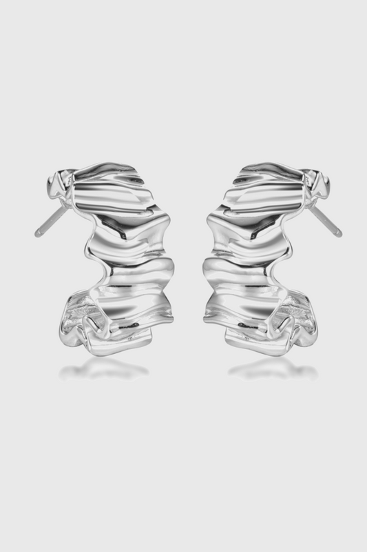 Textured Silver Hoop Earrings