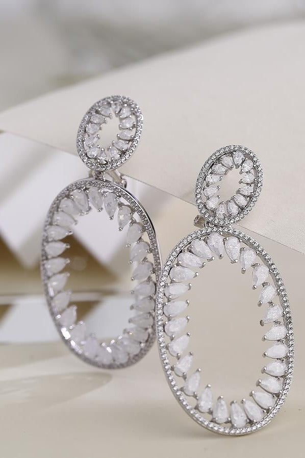 Sparkling Oval Drop Earrings