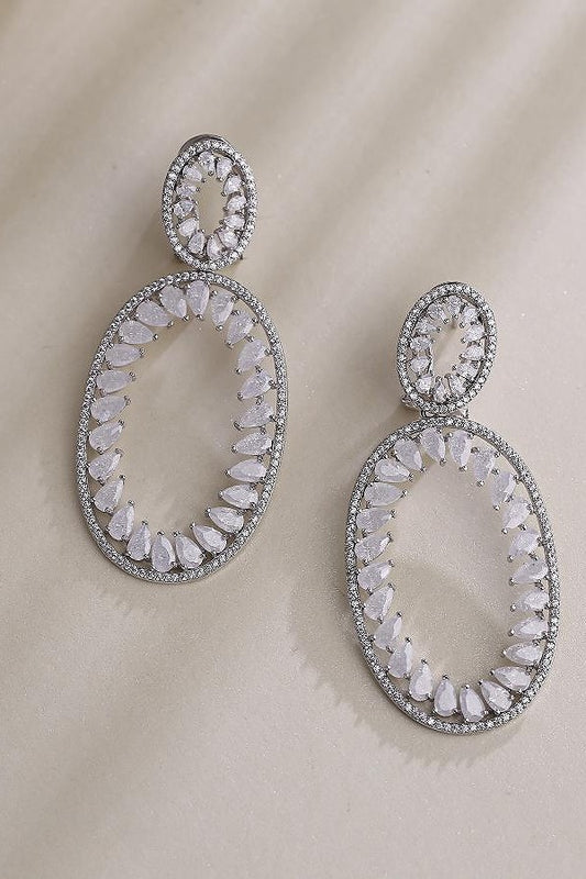 Sparkling Oval Drop Earrings