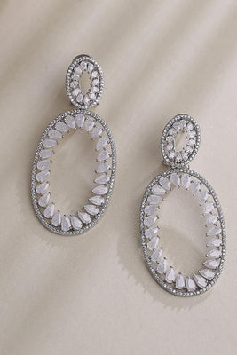 Sparkling Oval Drop Earrings