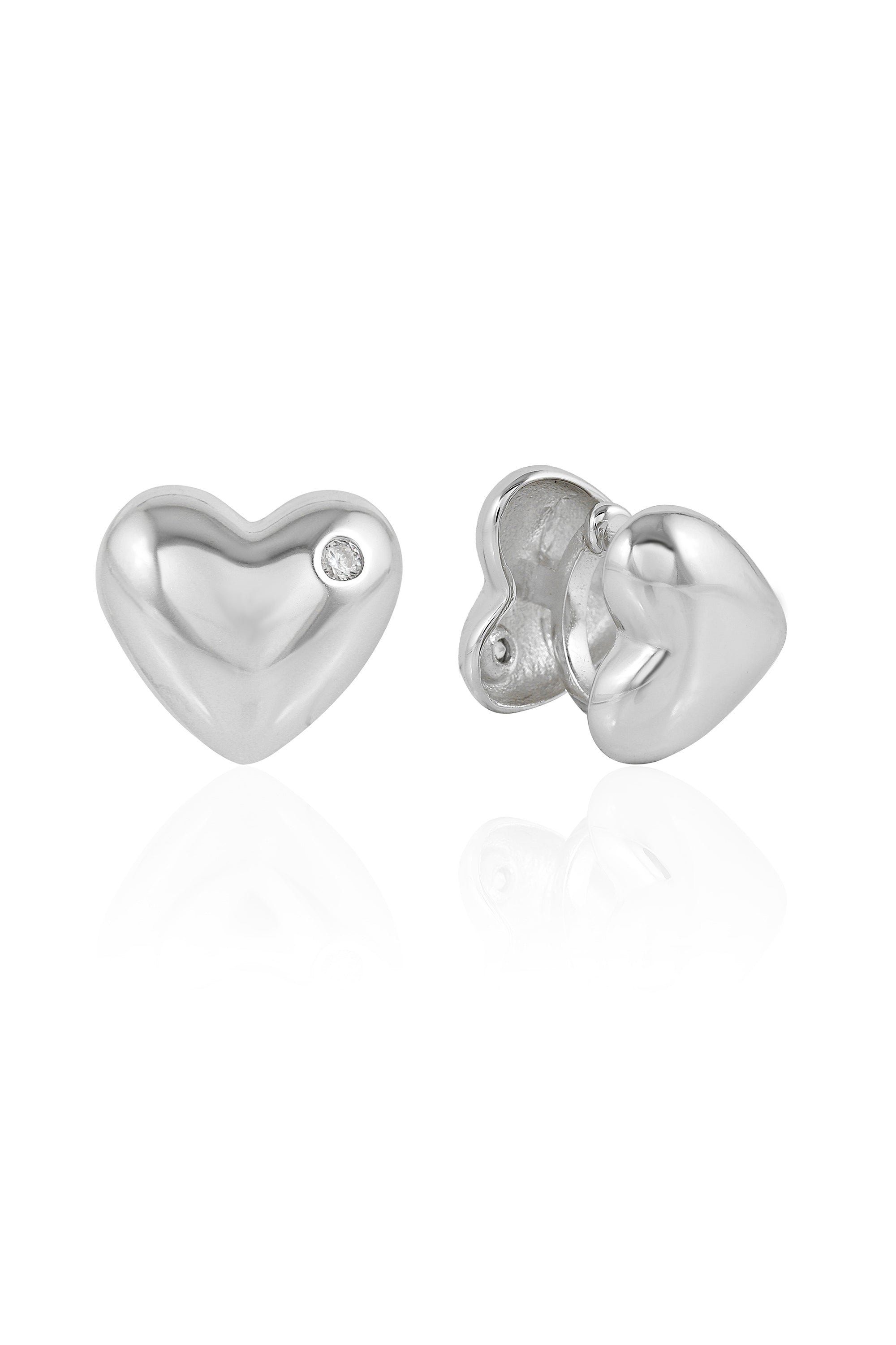 Silver Heart Ear Cuffs