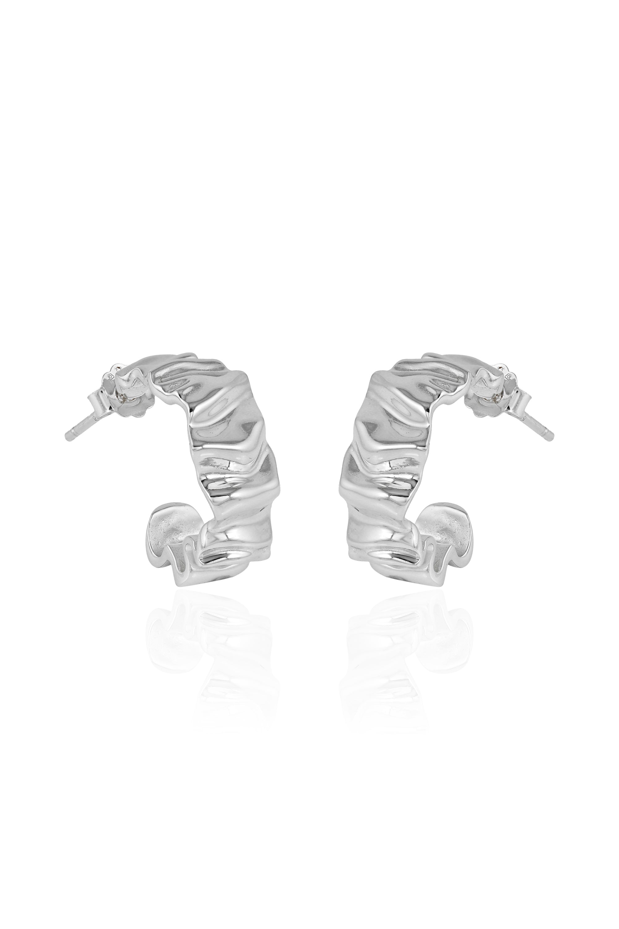 Textured Silver Hoop Earrings
