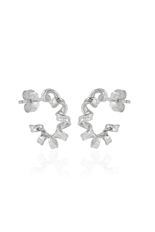Spiral Silver Hoop Earrings