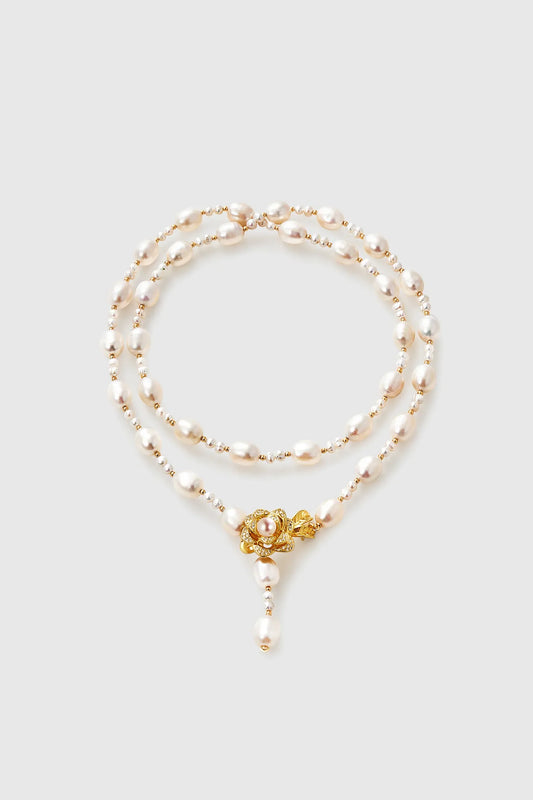 Adjustable Flower Pearl Necklace